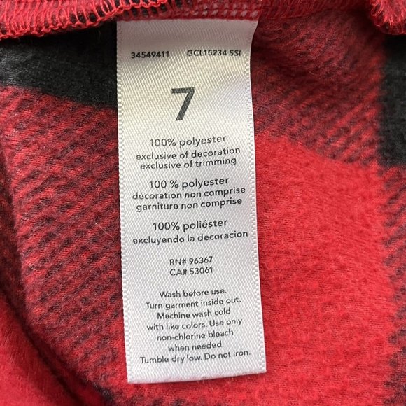 Oshkosh Bgosh Boys Button Down Red Black plaid Flannel Shirt Size 7 - Picture 7 of 7